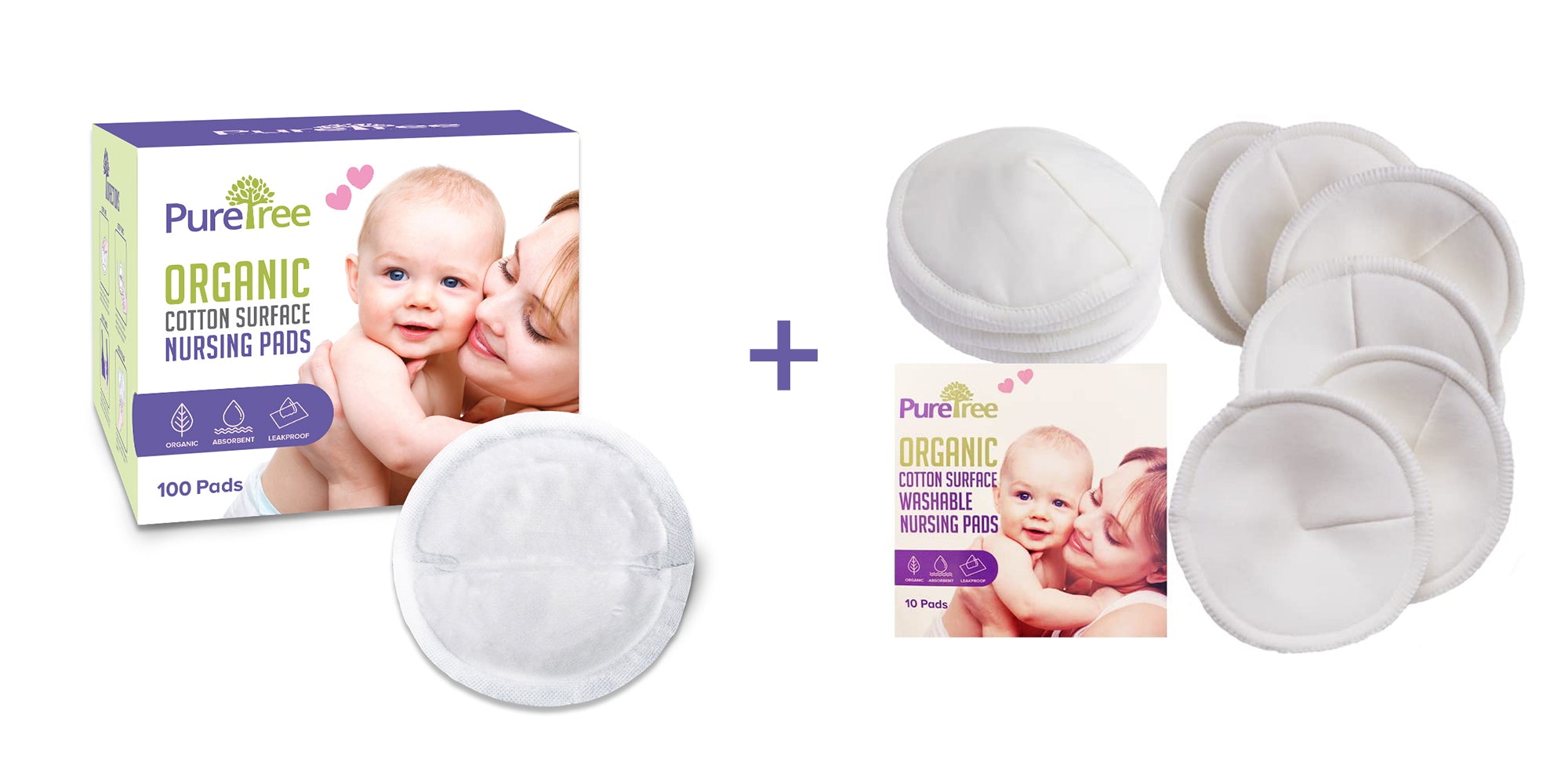 evenflo nursing pads 100 count PureTree Organic Cotton Nursing Pads Bundle