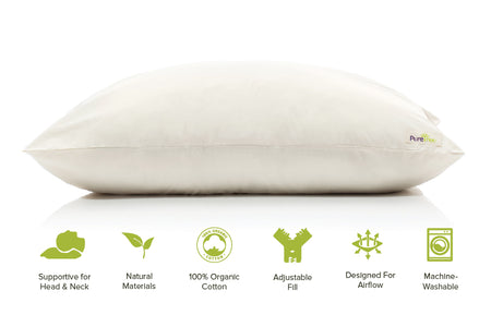 PureTreeⓇ Adjustable Organic Shredded Natural Latex Pillow with Organic Cotton Cover - PureTree by Top&Ample